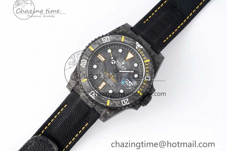 Black Nylon Black Dial Submariner Yellow 1:1 DIW Edition VS3135 on Best VSF Strap Carbon 0108